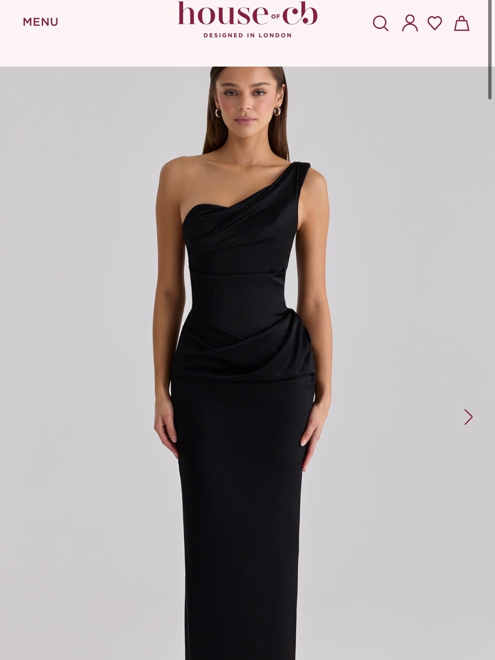 House of CB Black One-Shoulder Evening Gown